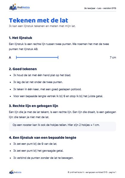 Voorbeeld van het DYS-werkblad Tekenen met de lat
